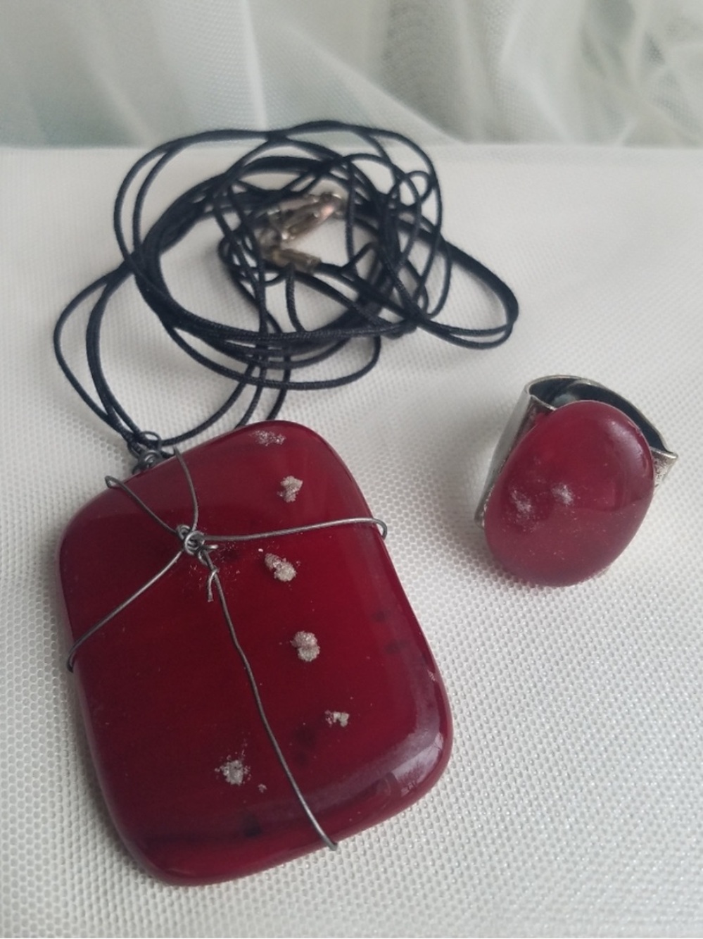 Fusion Glass Pendant Necklace Handmade - from Greece